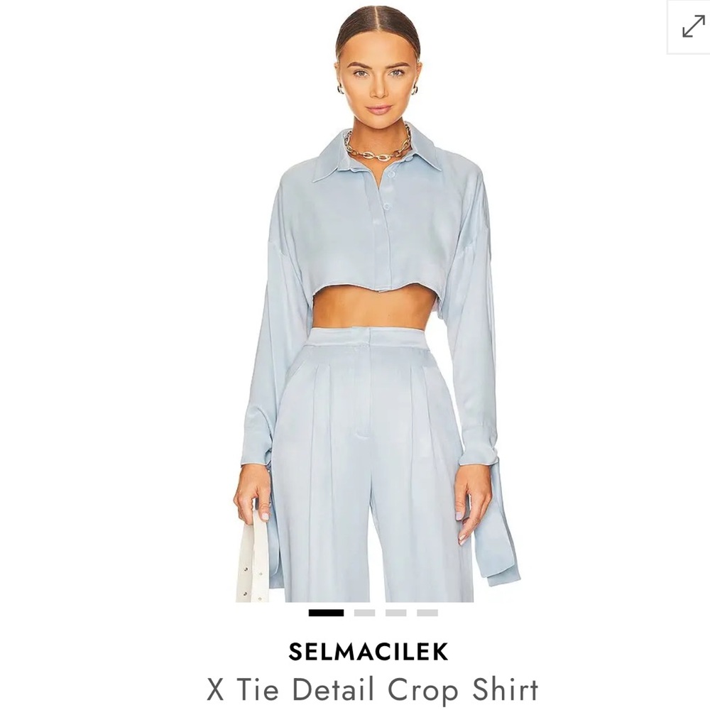 SELMACILEK
X Tie Detail Crop Shirt Blue Crop Shirt